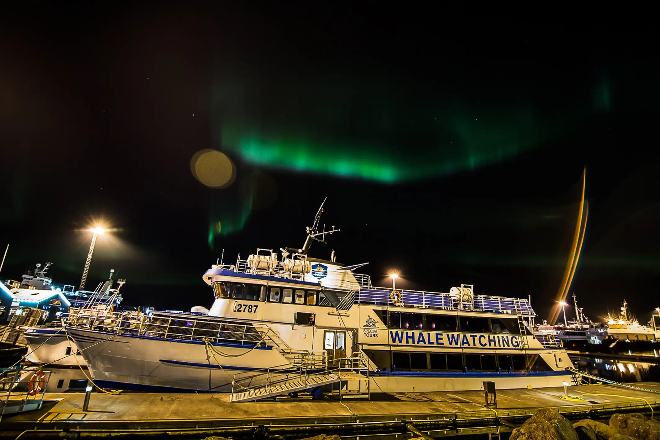 The boat under a starry sky